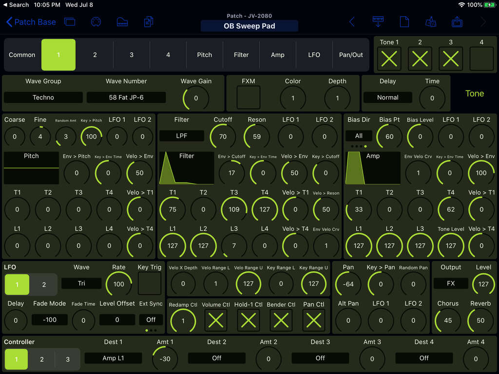 Roland JV-1010 Editor Screenshot