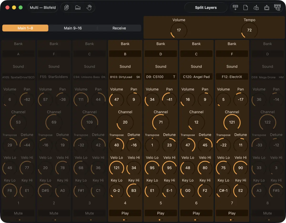 Waldorf Blofeld editor screenshot (Mac)