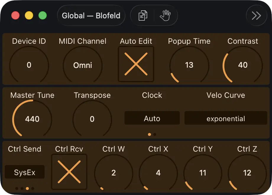 Waldorf Blofeld editor screenshot (Mac)