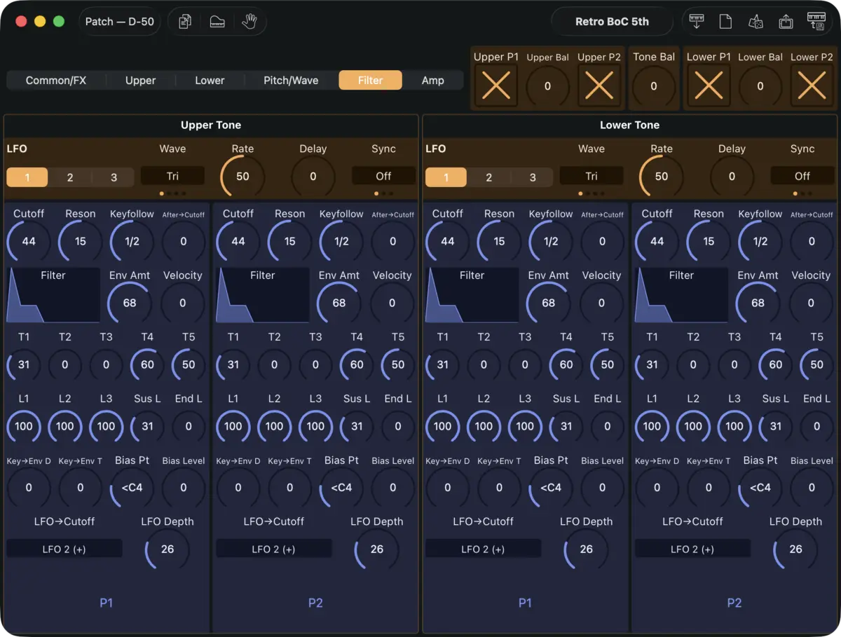 Roland D-50 editor screenshot (Mac)
