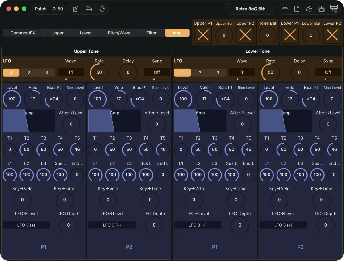 Roland D-50 editor screenshot (Mac)