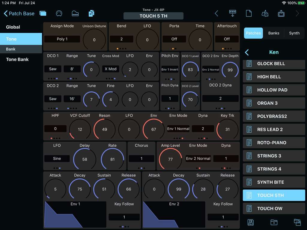 Roland JX-8P Editor Screenshot