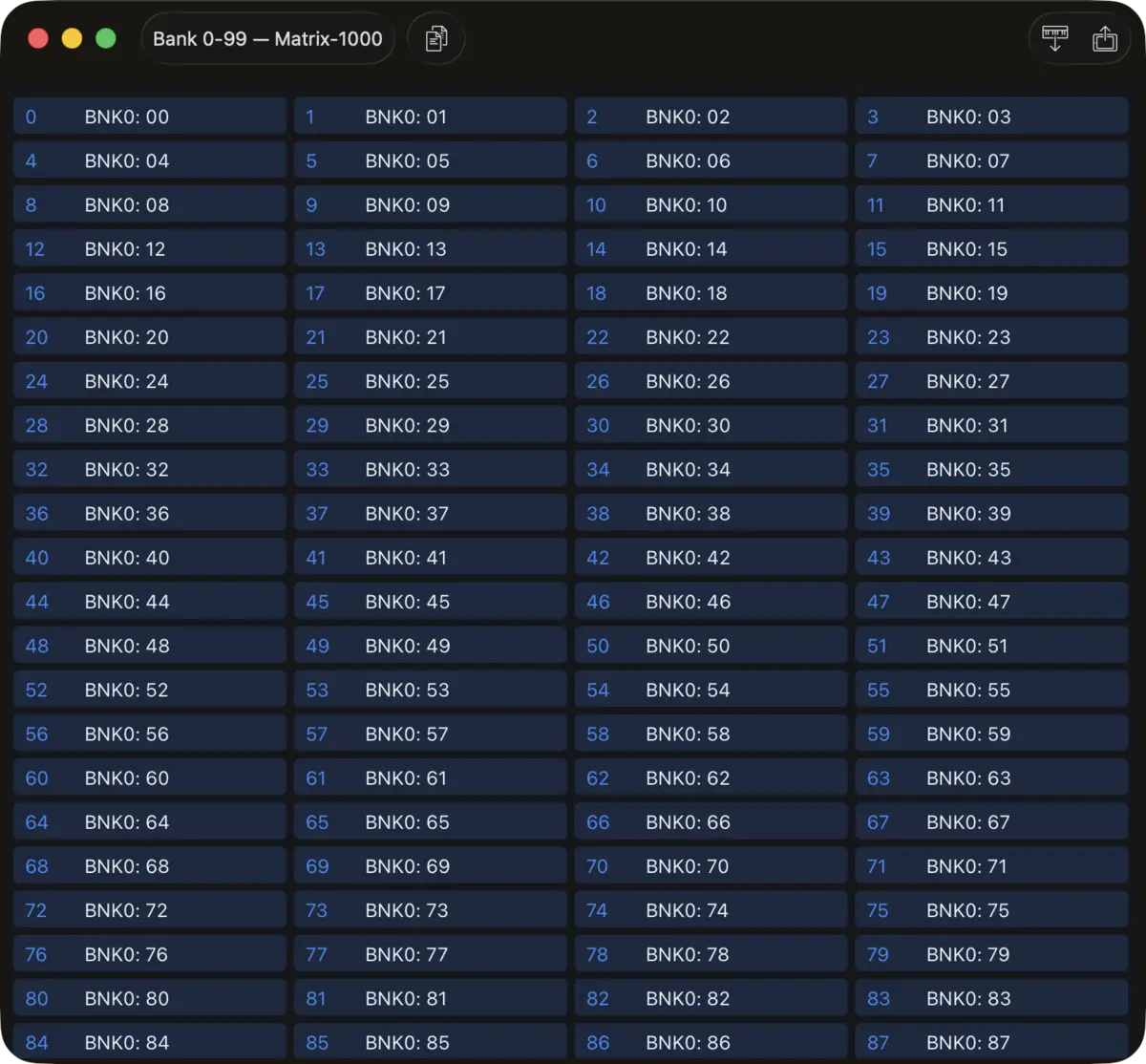 Oberheim Matrix-1000 editor screenshot (Mac)