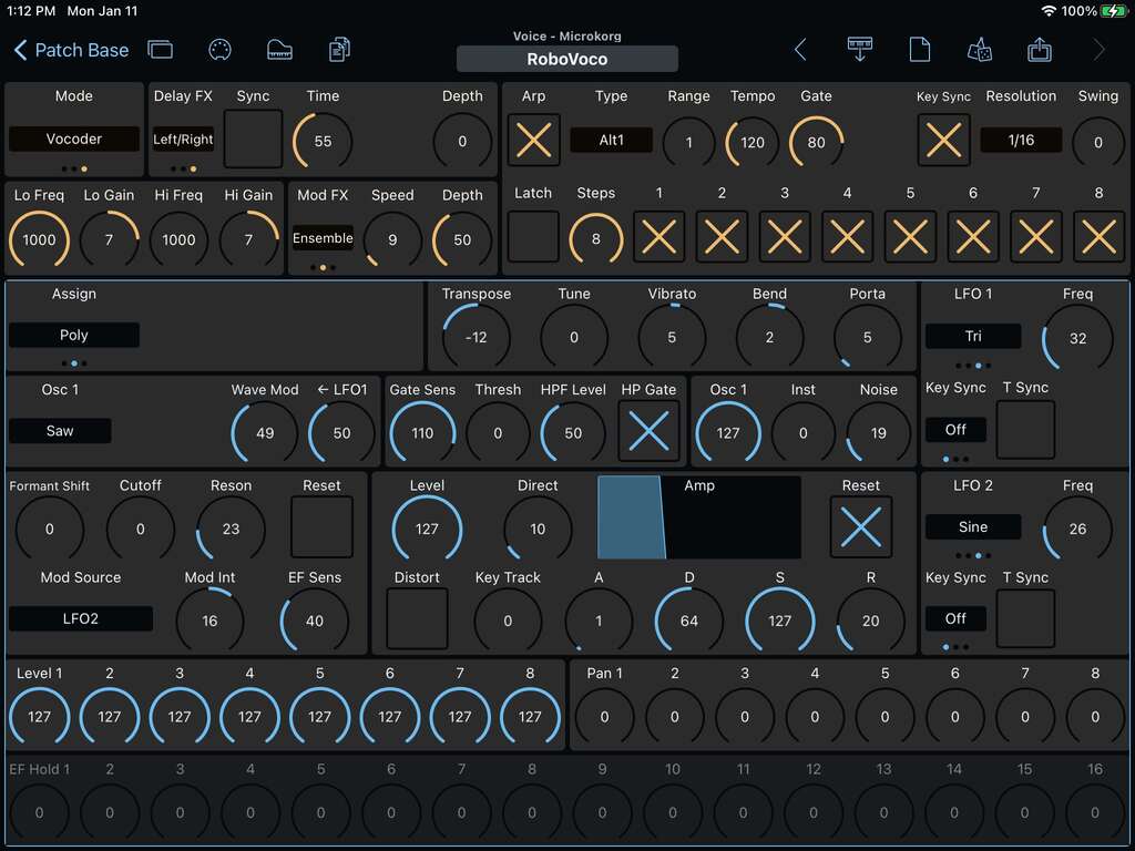 Korg microKorg Editor Screenshot