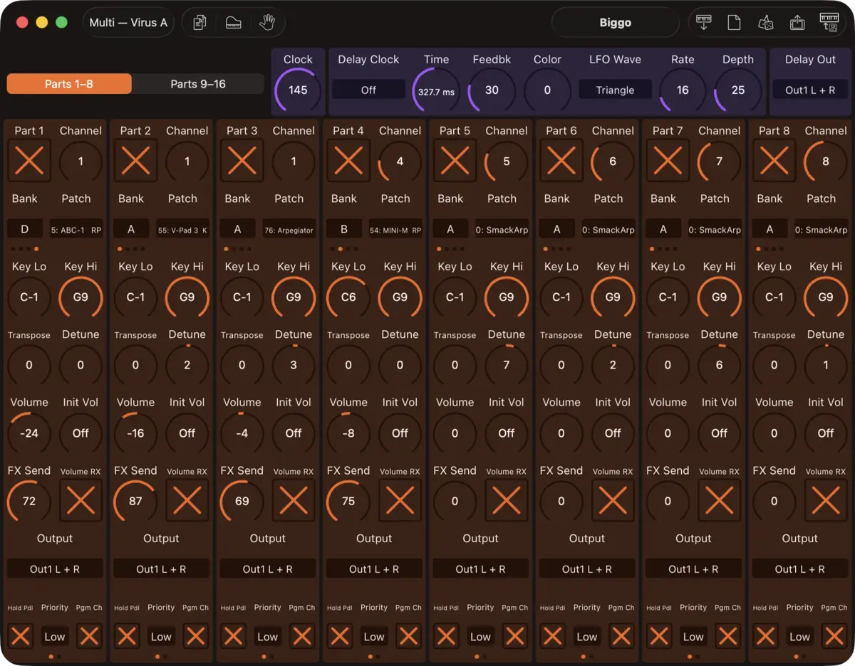 Access Virus A editor screenshot (Mac)