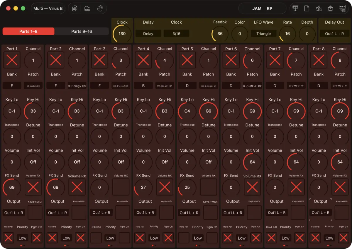 Access Virus B editor screenshot (Mac)