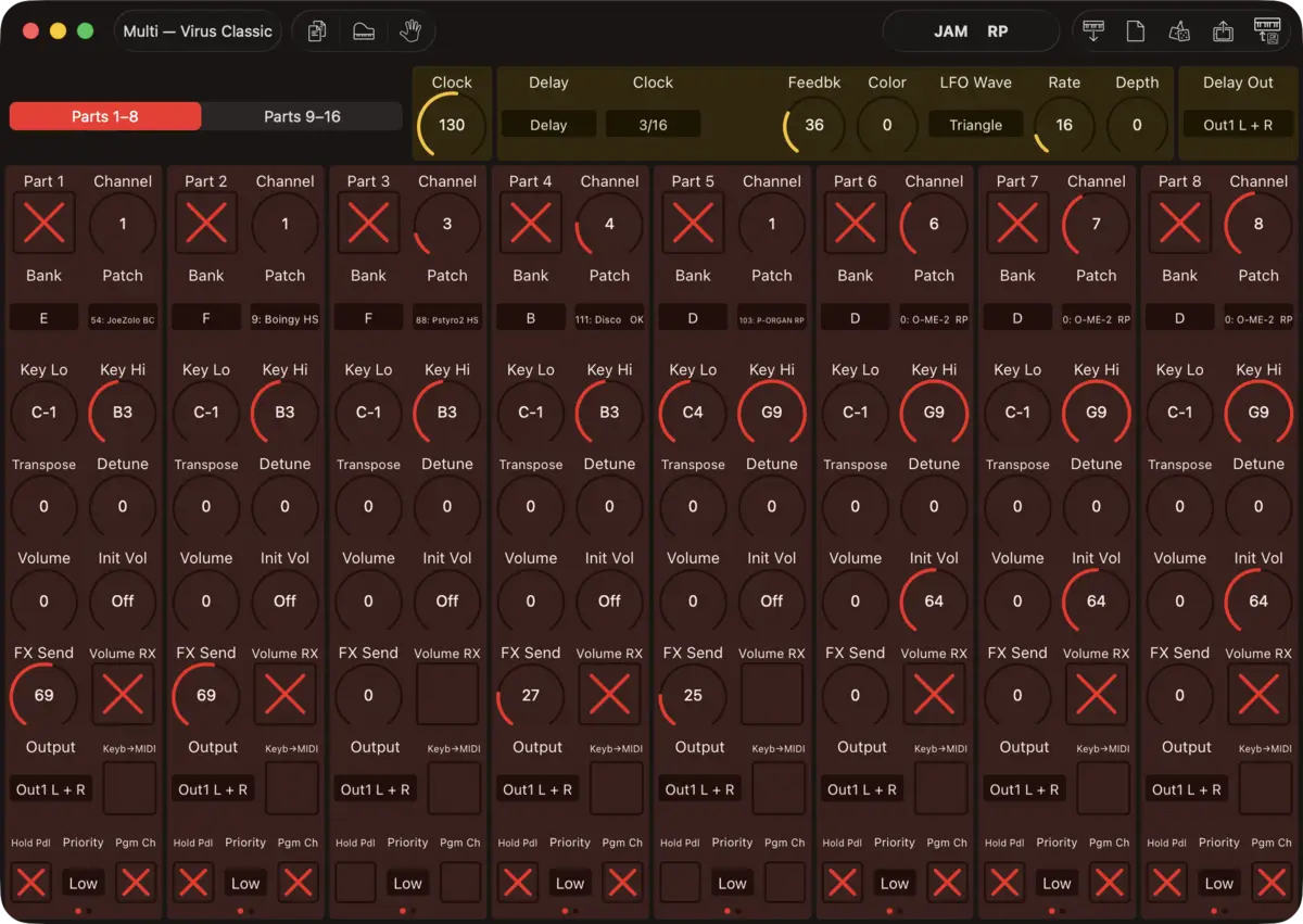 Access Virus Classic editor screenshot (Mac)