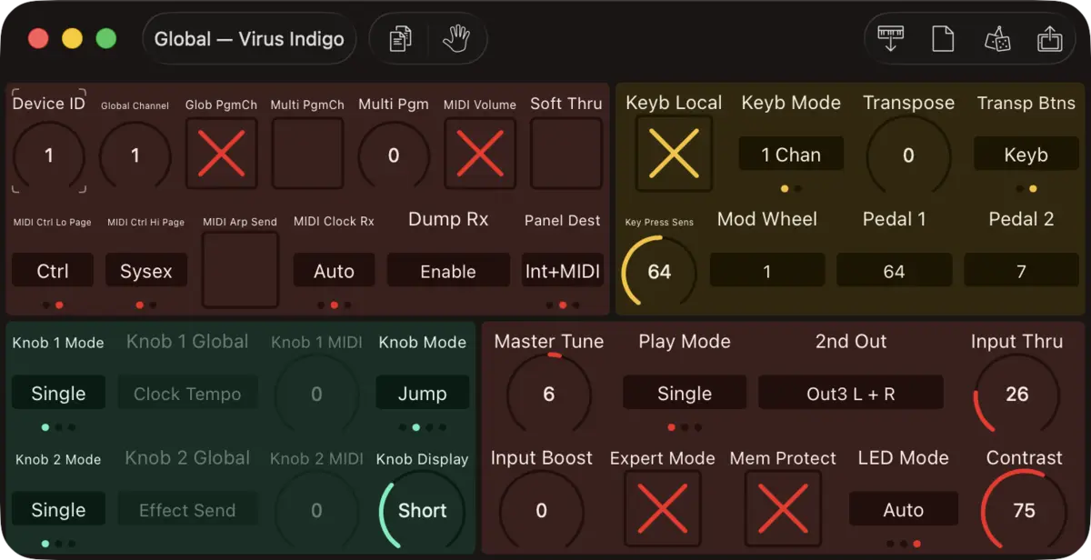 Access Virus Indigo editor screenshot (Mac)