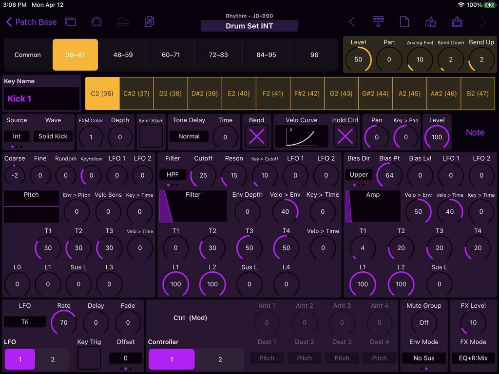 Roland JD-990 Editor Screenshot