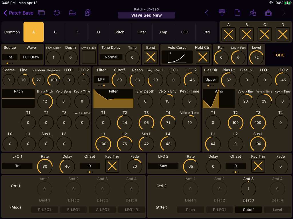 Roland JD-990 Editor Screenshot