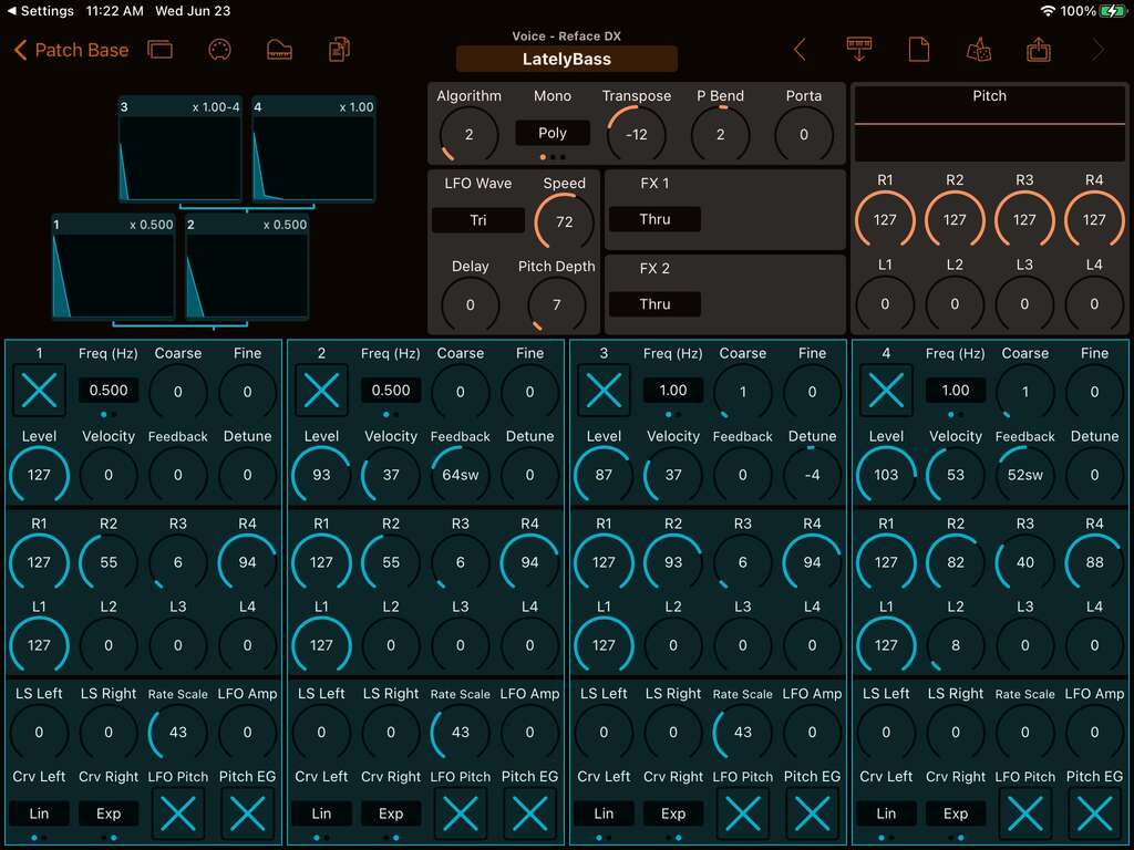 Yamaha Reface DX Editor Screenshot