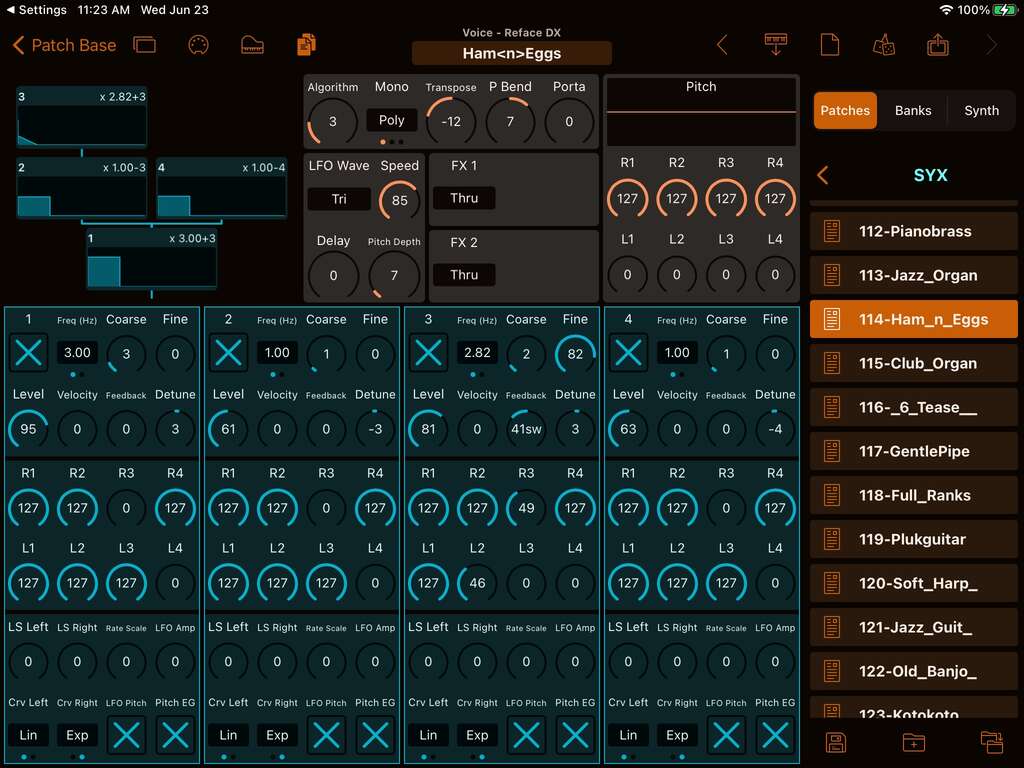 Yamaha Reface DX Editor Screenshot