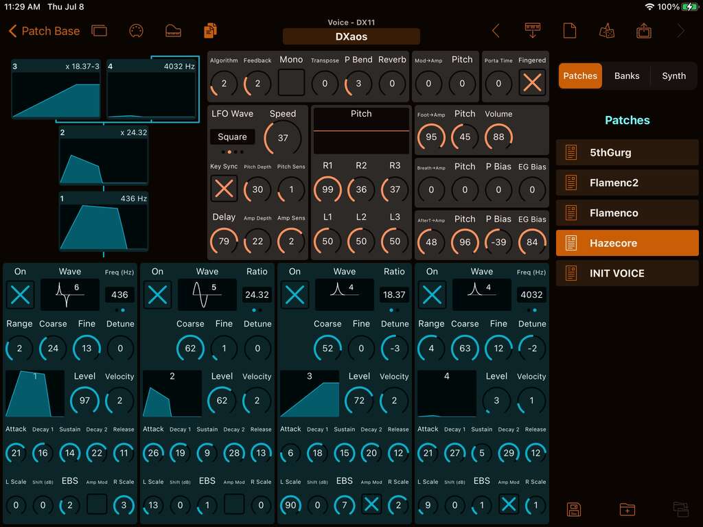 Yamaha DX11 Editor Screenshot