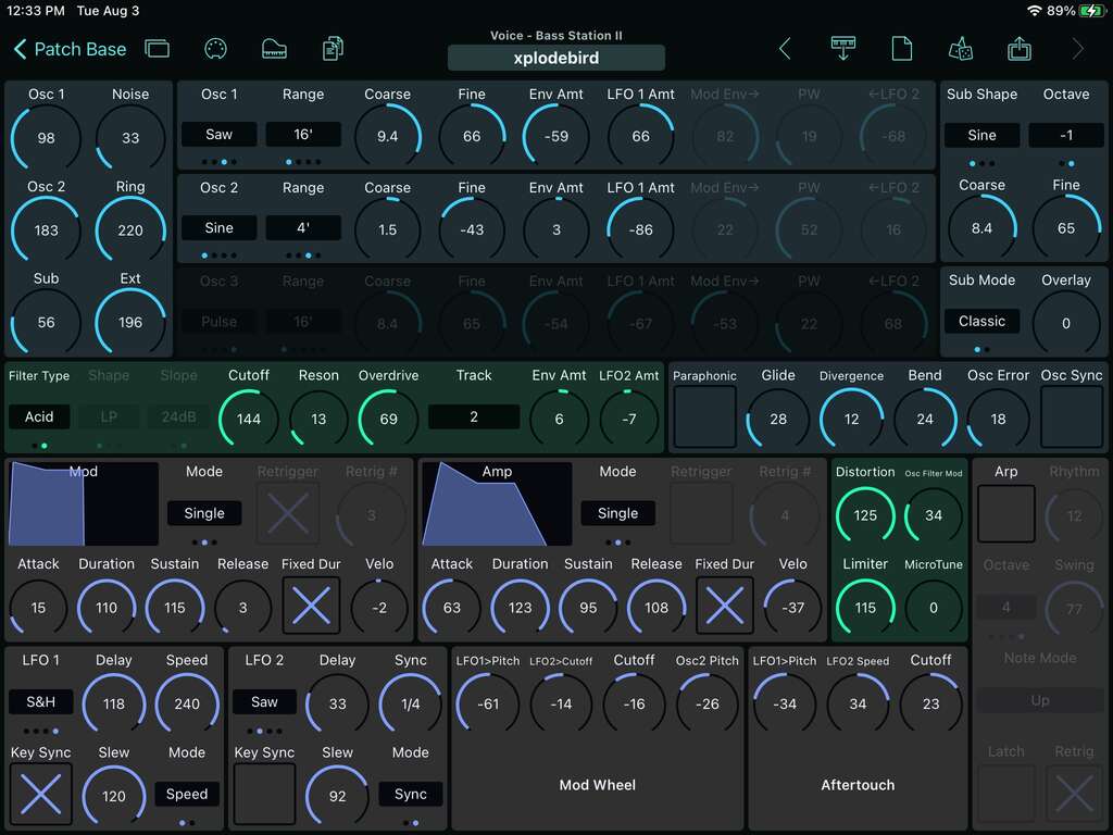 Novation Bass Station II Editor Screenshot