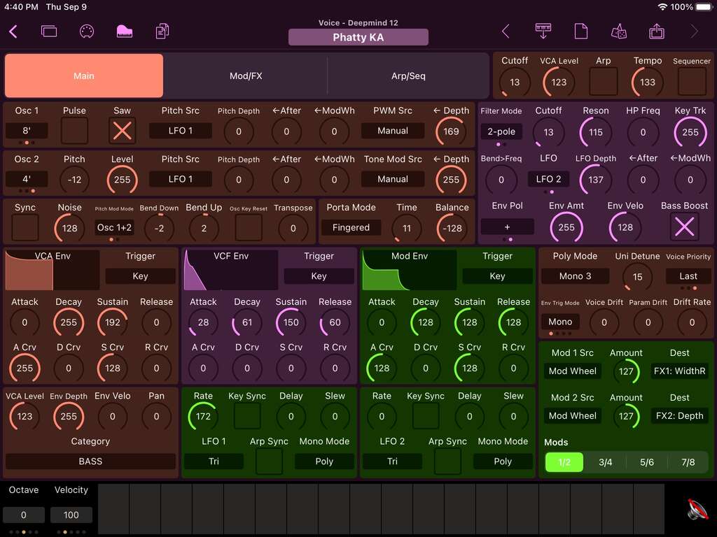 Behringer Deepmind 12 Editor Screenshot