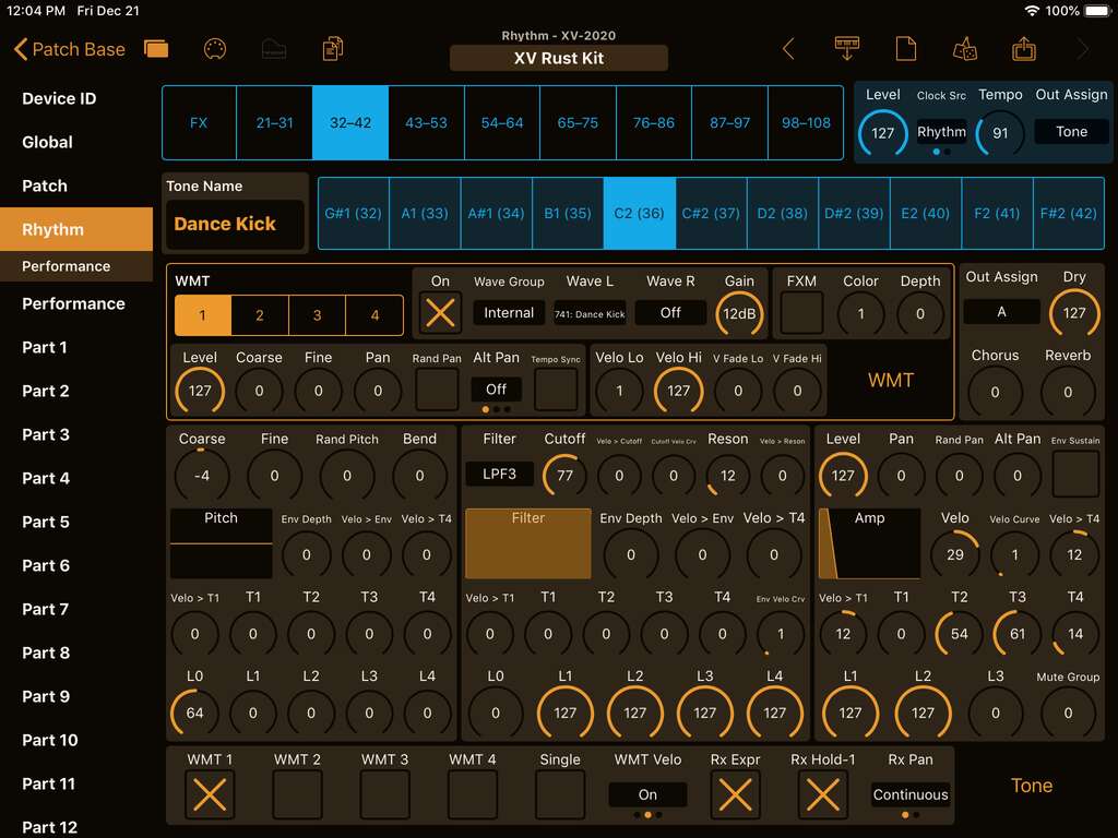 Roland XV-2020 Editor Screenshot