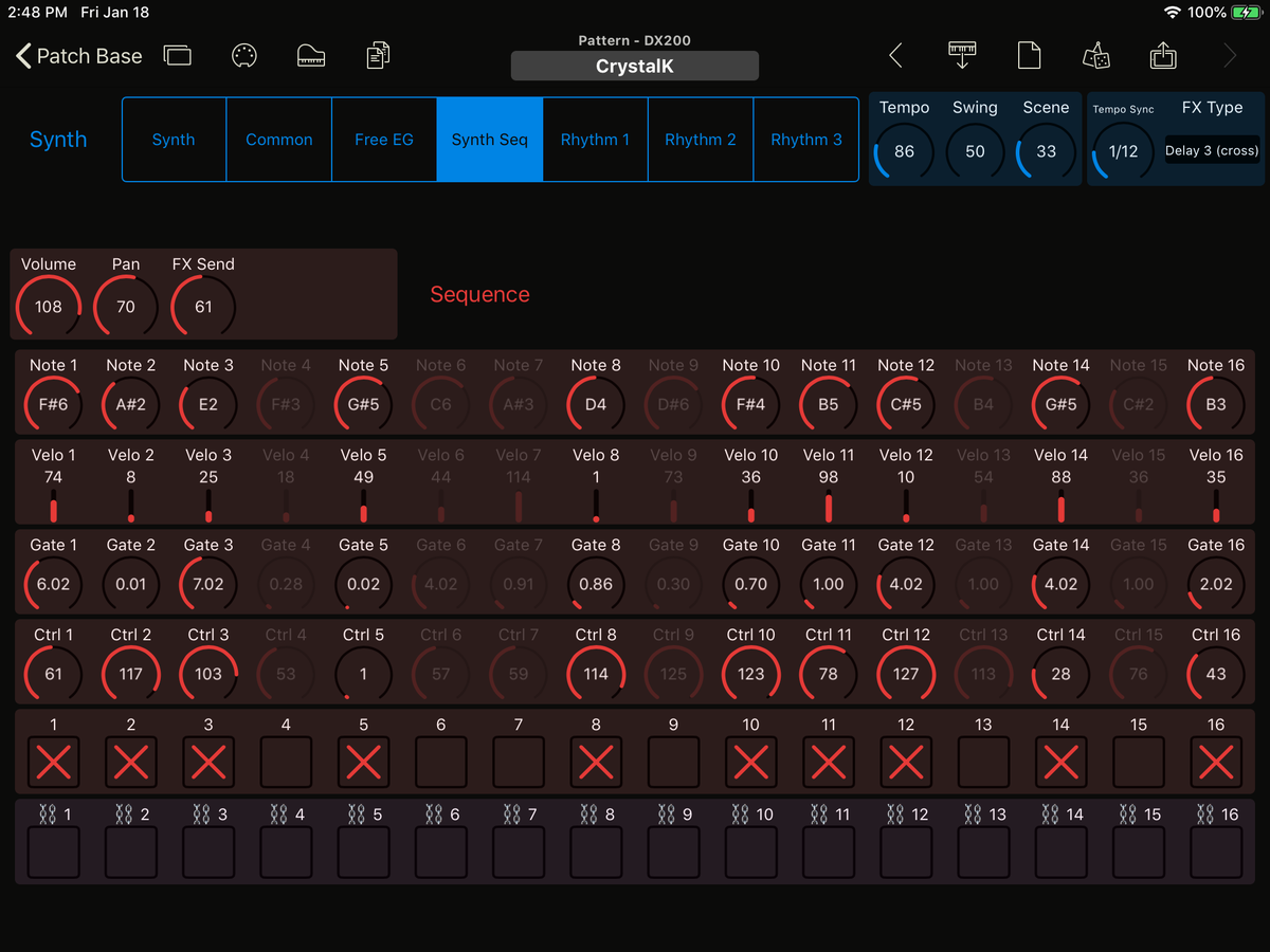 Yamaha DX200 Editor Screenshot