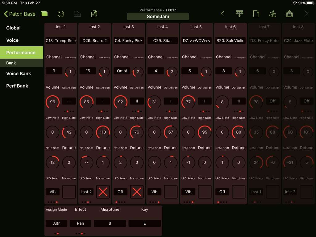 Yamaha TX81Z Editor Screenshot