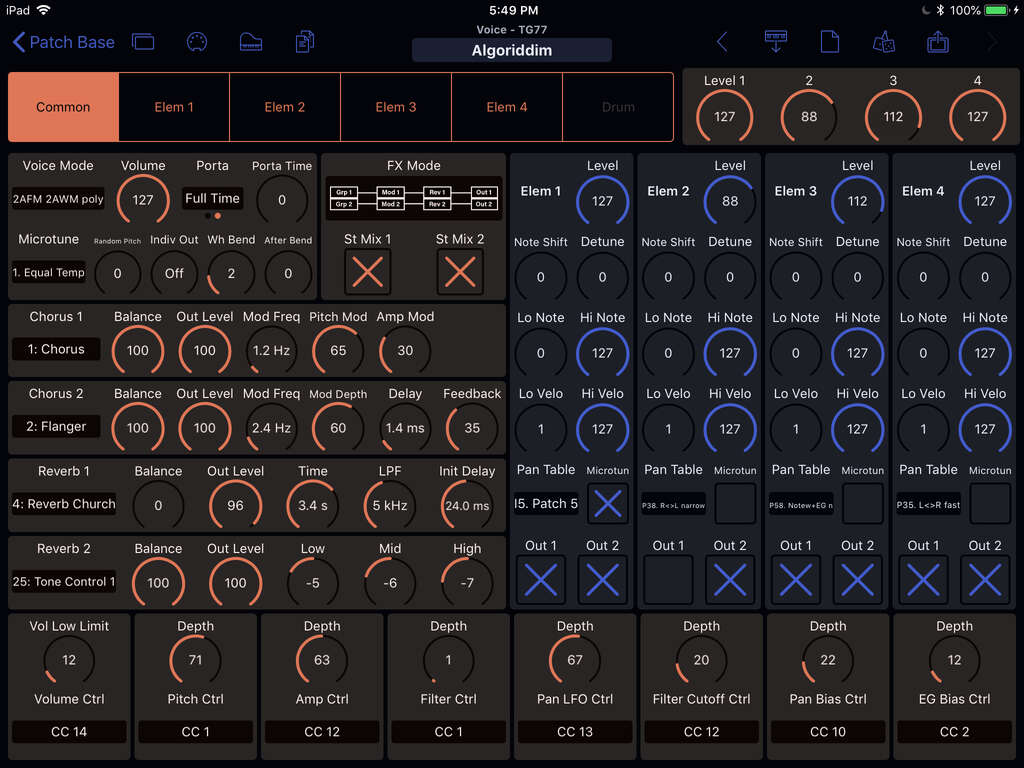 Yamaha TG77 Editor Screenshot